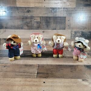 1986 Wendys Furskins Collectible 7” Teddy Bear Plush Toys